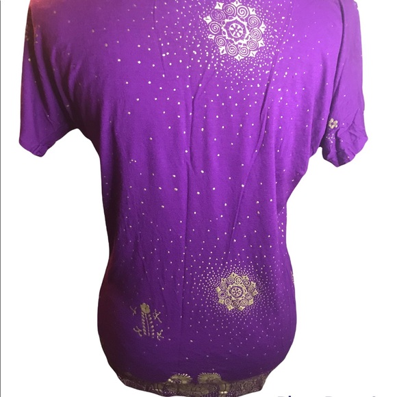 Vintage BaliChic Embellish Owl Purple Rayon Blouse - Picture 6 of 8